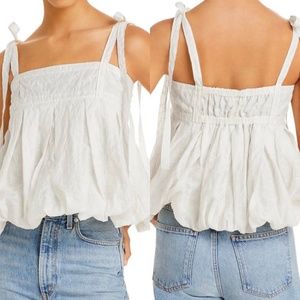 Rebecca Taylor Allegra Tie-Strap Camisole Bubble Top. Color Snow White.  Size XL